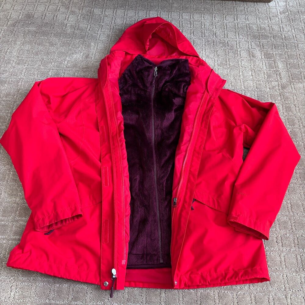The North Face Boundary 3 in 1 Triclimate Jacket Women's XL Red Nylon Hooded EUC